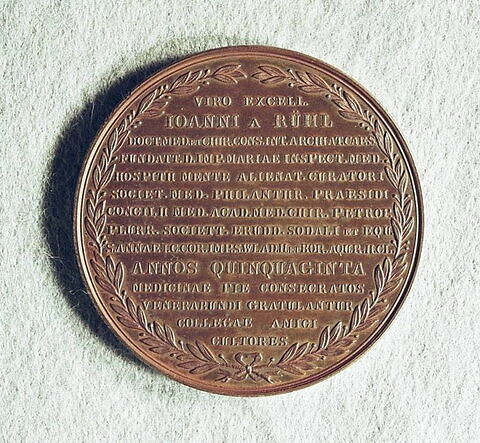 Médaille : Pour les cinquante ans d’exercice du docteur Rühl, 1837., image 1/2