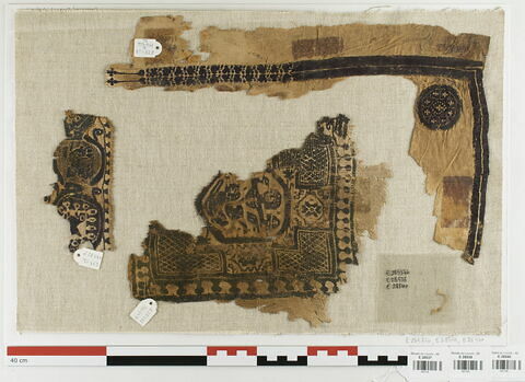 tabula ; orbiculus ; bande décorative d'habillement ; fragments