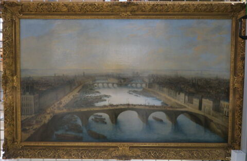 Vue cavalière de Paris, prise au-dessus du Pont Royal, vers la Cité, image 2/3