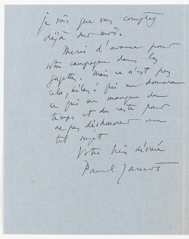 Lettre autographe signée Paul Jamot à un membre du bureau de la Société des Amis d'Eugène Delacroix, 22 février 1932, image 2/2