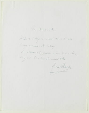 Lettre autographe signée Gaston Palewski à Gisèle Polaillon