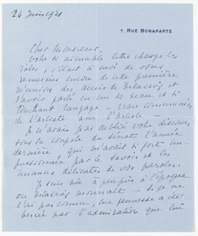 Lettre autographe signée Delacroix à Augustin Varcollier, 20 mai 1840