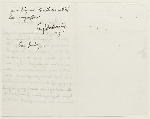 Lettre autographe signée Delacroix à Augustin Varcollier, 