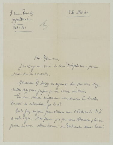 LAS Comtesse de Waresquiel à Charles Fegdal, 24 novembre 1940, image 2/4