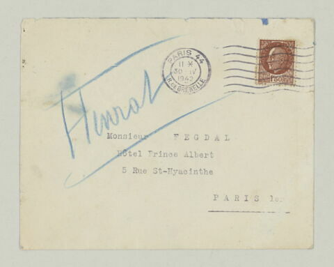 Enveloppe avec textes autographes, image 1/2