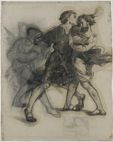 Étude d’après Hamlet voulant suivre le spectre de son père d’Eugène Delacroix
