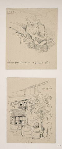 Album du "Voyage en Suisse". 1864, d'après Constant DUTILLEUX - Maison à Unterseen "de la fenêtre de ma chambre"