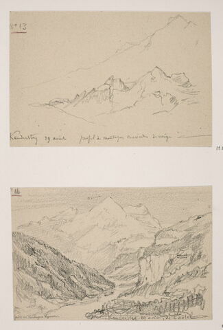 Album du "Voyage en Suisse". 1864, d'après Constant DUTILLEUX - Montagnes à Kandersteg "29 Août"