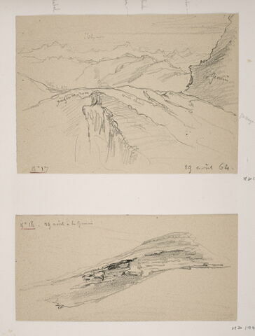 Album du "Voyage en Suisse". 1864, d'après Constant DUTILLEUX- Paysage de montagne "29 Août"