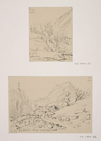 Album du "Voyage en Suisse". 1864, d'après Constant DUTILLEUX- Paysage à Barberine "9 Septembre"