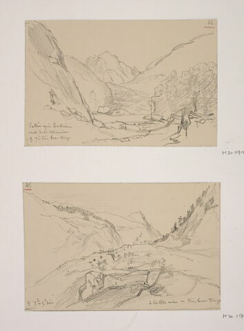 Album du "Voyage en Suisse". 1864, d'après Constant DUTILLEUX- Vue de la vallée après Barberine "9 Septembre"