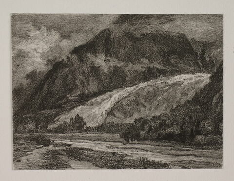 Album du "Voyage en Suisse". 1864, d'après Constant DUTILLEUX- Paysage de montagne avec une rivière