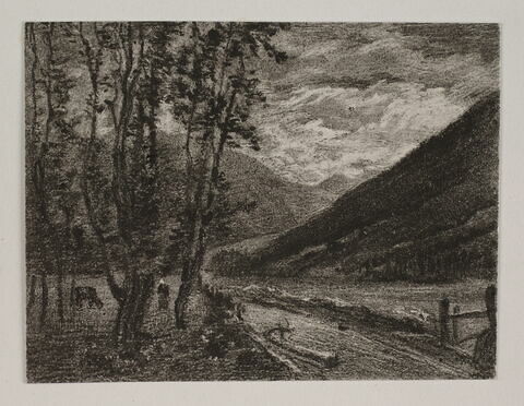 Album du "Voyage en Suisse". 1864, d'après Constant DUTILLEUX- Vallée de Chamonix avec rivière