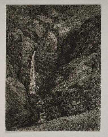Album du "Voyage en Suisse". 1864, d'après Constant DUTILLEUX- Cascade dans la montagne