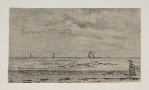 Album du "Voyage en Hollande". 1854, d'après Constant DUTILLEUX- Bord de mer près de Scheveningen