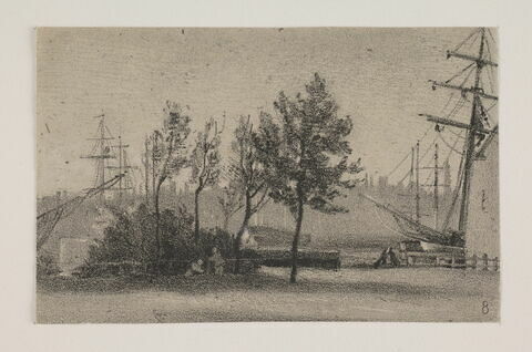 Album du "Voyage en Hollande". 1854, d'après Constant DUTILLEUX-Vue d'Amsterdam prise du port