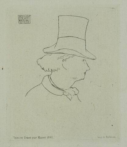 Portrait de Baudelaire, au chapeau, de profil