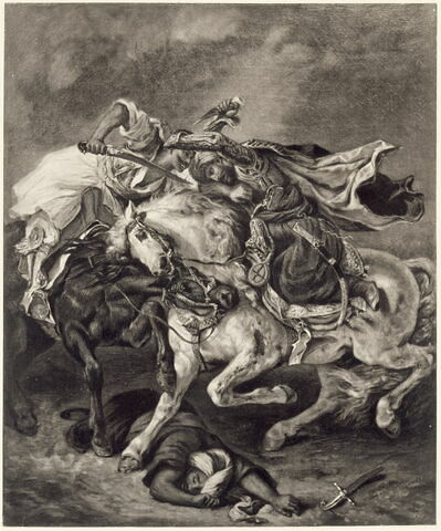 Le combat du Giaour et du Pacha, d'après Delacroix