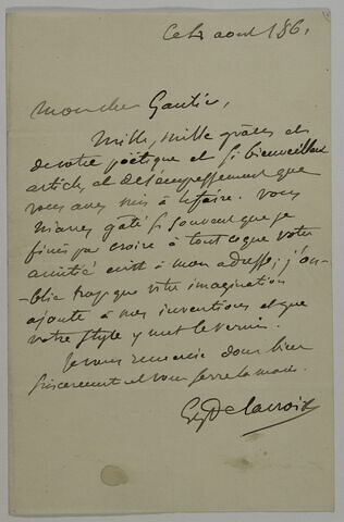 Lettre à Théophile Gautier, Ce jeudi (1861), image 2/2