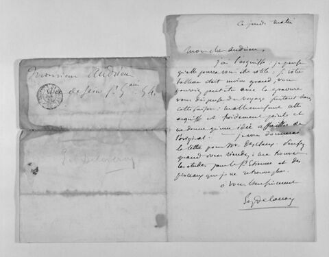 Lettre autographe signée de Delacroix à Pierre Andrieu, 18 décembre 1854, image 1/1