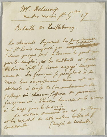Fragment autographe relatif à la Bataille de Taillebourg, image 1/1