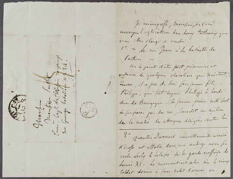 Lettre autographe signée Eug. Delacroix à M. Paillet, datée vendredi 11 novembre, 15 quai Voltaire, image 1/2