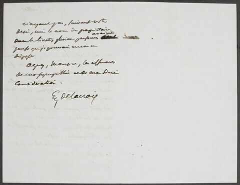 Lettre signée Eug. Delacroix, 29 juillet, image 2/2