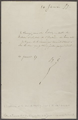 Lettre autographe signée datée 10 janvier 1857 de Jacques Fromental Lévy dit Halévy, adressé à son neveu, Ludovic Halévy
