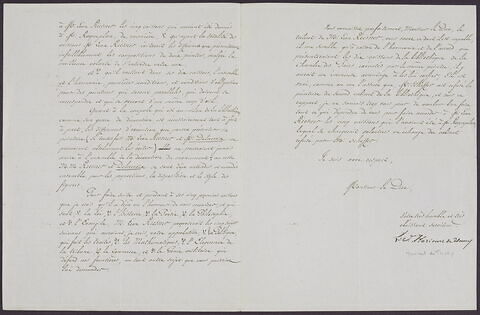Lettre autographe signée de Héricart de Thury au Duc de Cazes, 26 décembre 1840