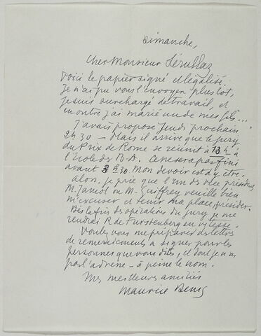 Lettre autographe signée de Maurice Denis à Maurice Sérullaz + enveloppe