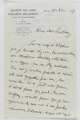 Lettre autographe signée Charles Fegdal à Maurice Sérullaz, le 15 juin 1937, image 4/4