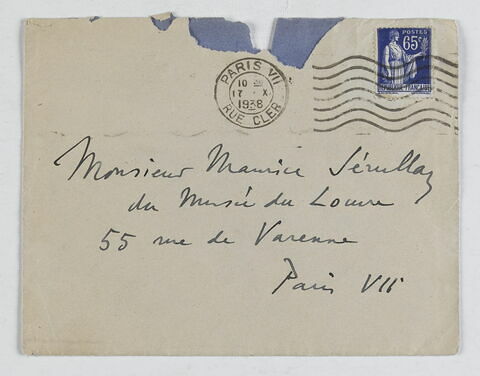 Lettre autographe signée Paul Jamot à Maurice Sérullaz, dimanche 16 octobre 1938, image 1/2