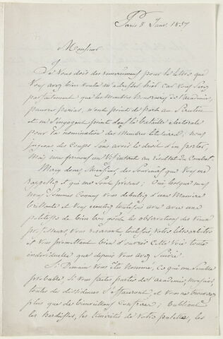 Lettre autographe signée à Eugène Delacroix, 8 janvier 1857
