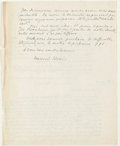 Lettre autographe signée Maurice Denis à André Joubin, 16-17 février 1930