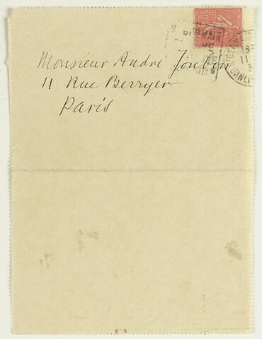Lettre autographe signée Maurice Denis à André Joubin, 10 février, image 1/2