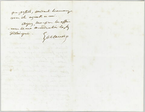 Lettre autographe signée Delacroix à Laurent Matheron, 20 octobre 1857, image 1/2