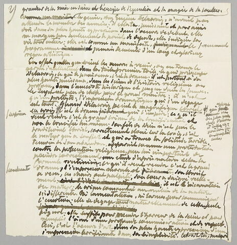 Brouillon d'un chapitre consacré à Eugène Delacroix publié dans 