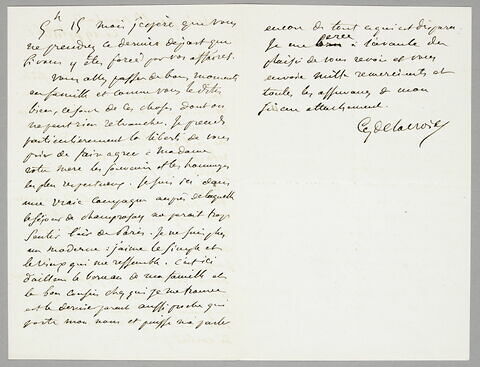 Lettre autographe signée Delacroix à Charles Rivet, 19 septembre 1862, image 2/2