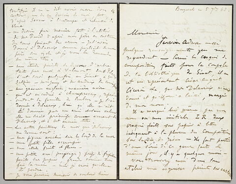 Lettre autographe signée Léon Riesener à Eugène Legrand, Beuzeval, 5 septembre 1863