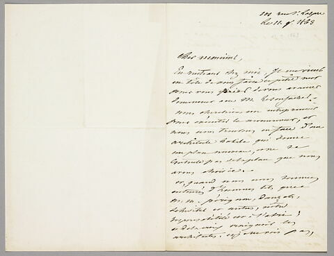 Lettre autographe signée Achille Piron à Eugène Legrand, Paris, 11 septembre 1863, image 2/2