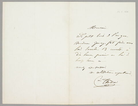Lettre autographe signée Pierre Andrieu à Eugène Legrand