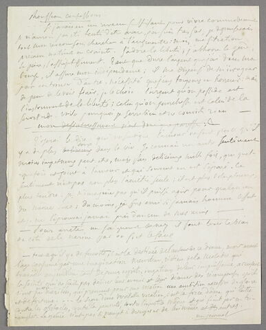 Notes autographes au crayon de Delacroix, extraits des Confessions de J.J. Rousseau et notes personnelles sur la vocation, image 1/1