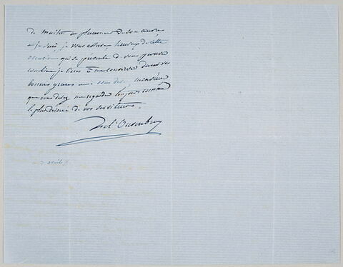 Lettre autographe signée M. d'Ozambray destinée à Pierre-Antoine Berryer, 3 avril 55, image 1/2