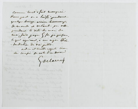 Lettre autographe signée Eugène Delacroix destinée à Pierre-Antoine Berryer, 11 mai, image 1/2