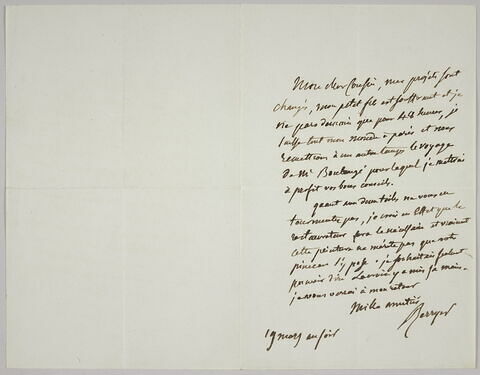 Lettre autographe signée Pierre-Antoine Berryer à Delacroix, Ce 19 mars 1858 (p.2), image 1/1