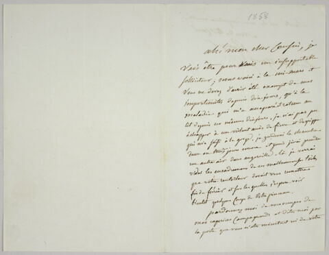 Lettre autographe signée Pierre-Antoine Berryer destinée à Eugène Delacroix, lundi soir 15 mars, image 2/2