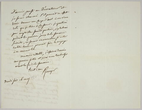 Lettre autographe signée Pierre-Antoine Berryer destinée à Eugène Delacroix, 16 mars 1858