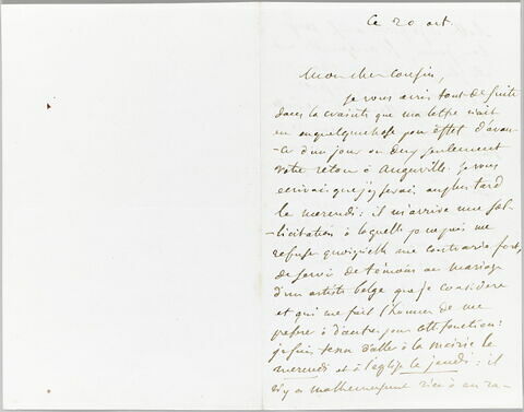Lettre autographe signée Eugène Delacroix destinée à Pierre-Antoine Berryer, 20 octobre [1858], image 2/2