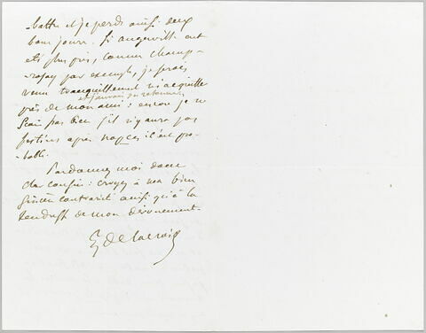 Lettre autographe signée Eugène Delacroix destinée à Pierre-Antoine Berryer, 20 octobre [1858], image 1/2