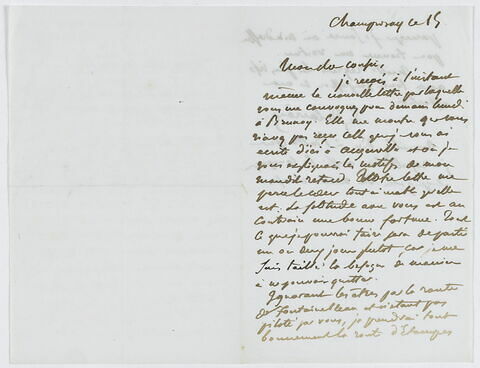 Lettre autographe signée Eugène Delacroix destinée à Pierre-Antoine Berryer, 15 [octobre 1857], image 3/4